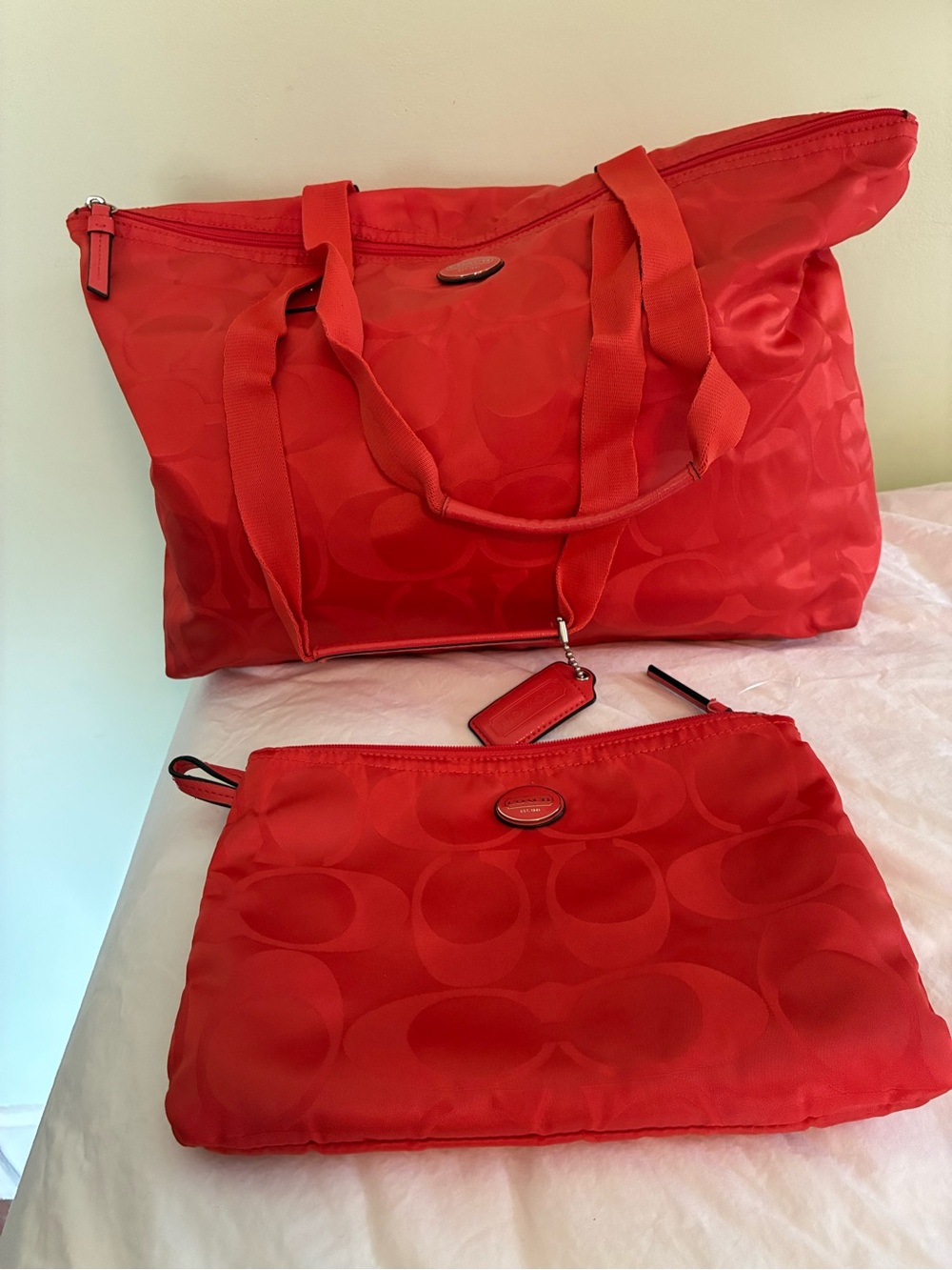Coach Weekender Travel tote with matching cosmetic bag
